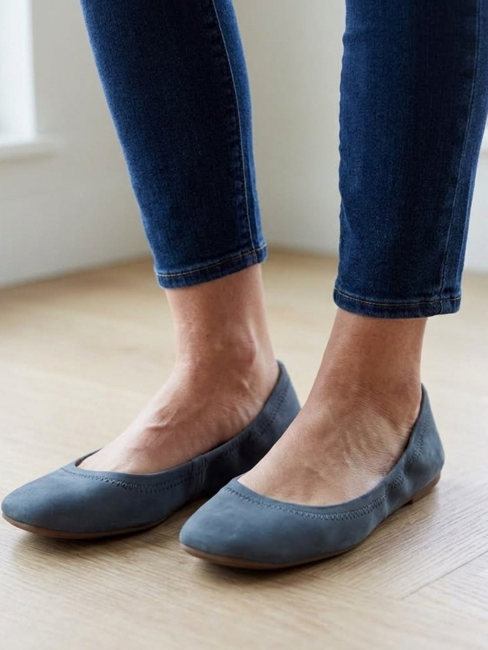 NIB Lucky Brand Juthro Castle Rock Grey Leather Ballet Flats Size 7.5